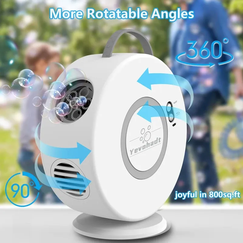 Photo 1 of Bubble Machine for Kids Toddlers,Automatic Bubble Blower Rechargeable, 90° 360° Auto Rotatable Portable Bubble Maker Electric Bubbles Toy for 3 4 5 Year Old