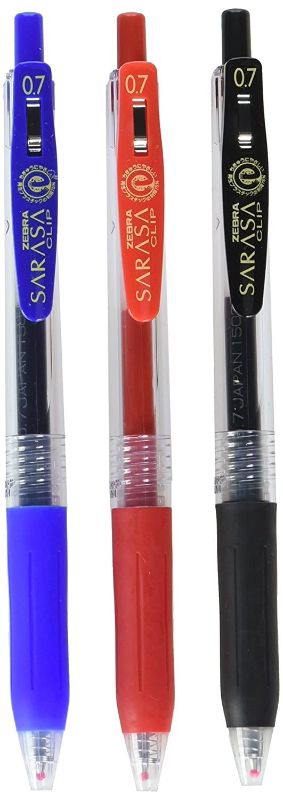 Photo 1 of ZEBRA Sarasa Clip Gel Ink Ballpoint Pen, 0.7mm, 3 Color Set (JJB15-3CA) 3 colors set (3 Color) 6 Count (Pack of 2)