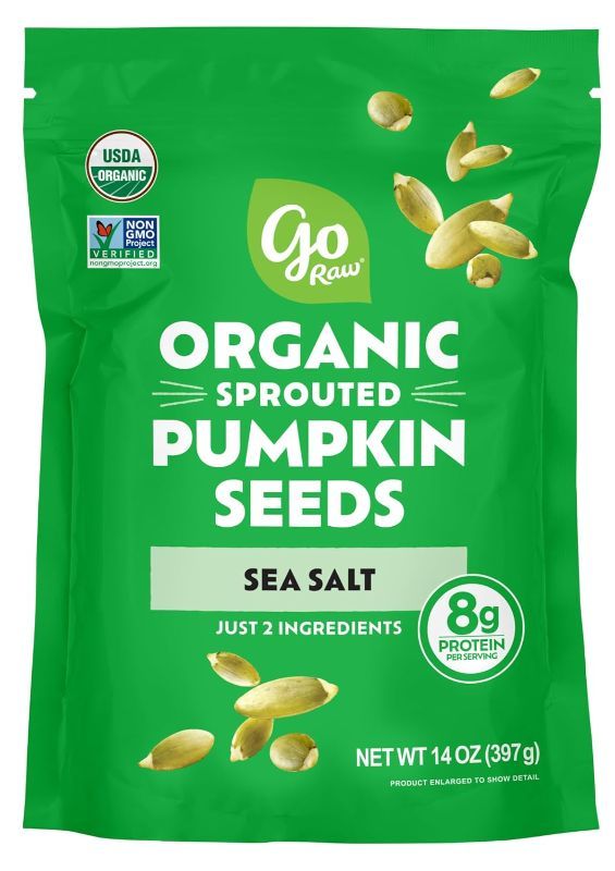 Photo 1 of Go Raw Pumpkin Seeds with Sea Salt, Sprouted & Organic, 14 Oz Bag | Keto | Vegan | Gluten Free Snacks | Superfood BB NOV 2 2024
