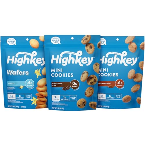 Photo 1 of HighKey Sugar Free Cookies Variety Pack - 6.0oz Keto Snacks Zero Carb No Sugar 3-Pack Chocolate Chip Cookie, Snickerdoodle,Vanilla Wafers Low Carb Glu
EXP 2025