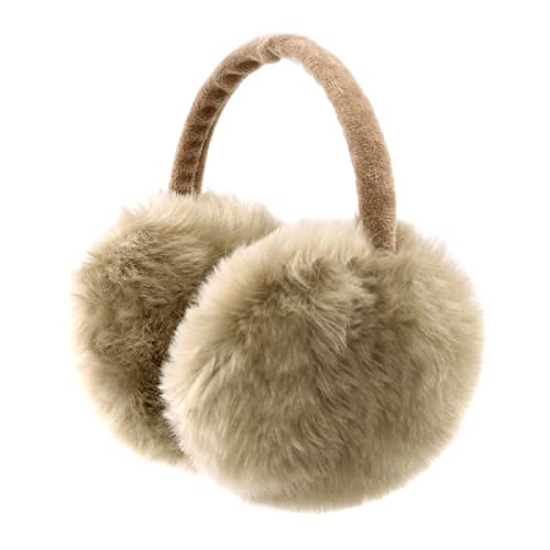 Photo 1 of FSTEOE Winter Ear Muffs Women Warm Earmuffs Girls Ear Warmer Soft Plush Outdoor Plush Adjustable Ear Cover Khaki