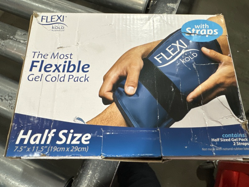 Photo 1 of FlexiKold Reusable Gel Ice Pack with Straps – Cold Compress Pack for Injuries – Flexible Medical Ice Wrap for Back, Shoulders, Legs, Knees, Sciatica, Muscle Pain – Half Size Medium