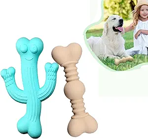 Photo 1 of 2 Pcs Dog Chew Toys for Aggressive Chewers, Durable Interactive Dog Toys for Small Medium Large Breed, Pet Toys with Natural Rubber Bamboo Fibe (2PC)
