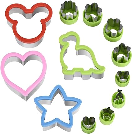 Photo 1 of Sandwich Cutters Set for Kids, Mickey Mouse, Dinosaur, Star, Heart Shapes and Mini Vegetable Fruit Cookie Cutters Food Mold for Holiday and Party
