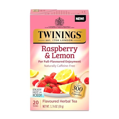 Photo 1 of Twinings Raspberry & Lemon Flavoured Herbal Tea, Individually Wrapped Tea Bags, Unsweetened, Refreshing & Fruity, Naturally Caffeine Free - 20 Count B exp 2026
