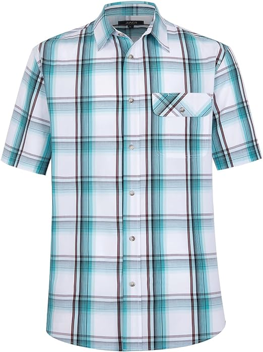 Photo 1 of Men's Casual Stylish Short Sleeve Button-Up Plaid Shirts Cotton Shirt LARGE 
