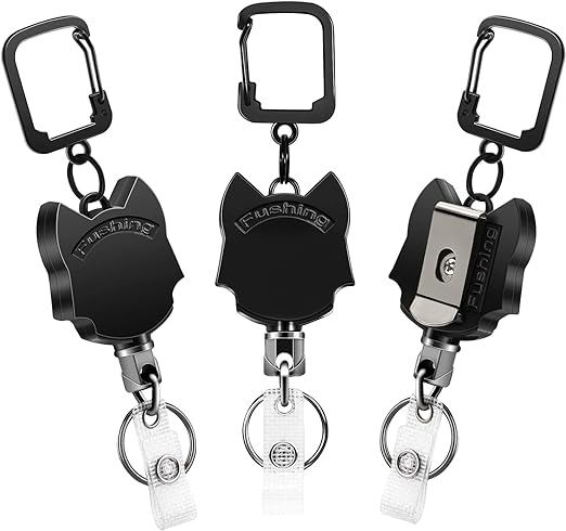 Photo 1 of Fushing Retractable Keychain Heavy Duty: Retractable Badge Holders - Badge Reels, Carabiner Key Chain Holder with Belt Clip

