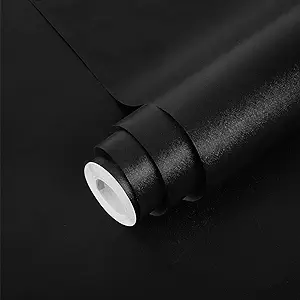 Photo 1 of practicalWs Peel and Stick Wallpaper 17.7"x236.2" Black Wallpaper Solid Color Contact Paper Self Adhesive Removable Wallpaper Vinyl Wall Paper for Bedroom Living Room Kitchen Decoration Renovation
