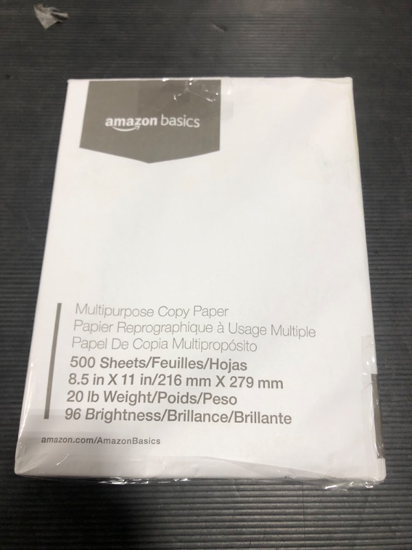 Photo 2 of Amazon Basics Multipurpose Copy Printer Paper, 20 Pound, White, 96 Brightness, 8.5 x 11 Inch - 1 Ream (500 Sheets Total) 1 Ream | 500 Sheets841710190281
