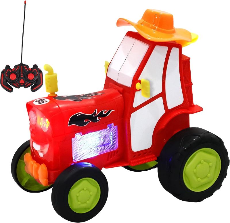 Photo 1 of Crazy Jumping Car Toy, 2023 New Remote Control Car with Headlights and Music, Fast Stunt RC Car, Double Sided RC Trucks, RC Crawler Toy Cars for Kids Gift for Boys Girls Kids (Red)
