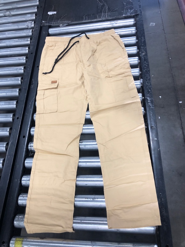 Photo 1 of JMIERR Cargo Pants for Men Casual Cotton Relaxed Fit Pants Stretch Elastic Waist Lightweight Work Pants Multi Pockets
