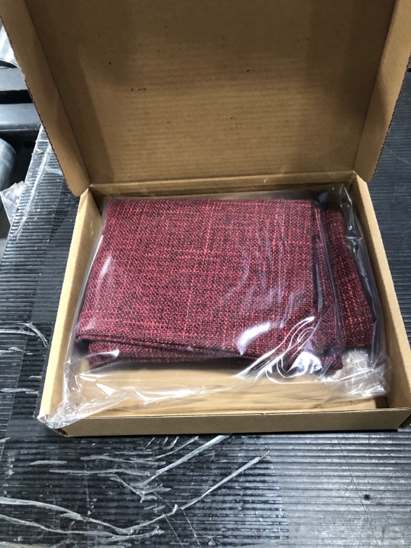 View 2 of Burgundy Linen Decorative Throw Pillow Covers 14x14 Inch Set of 2, Square Cushion Case with Vintage Button/Zipper,Modern Farmhouse Home Decor for Couch,Bed Burgundy 14"x14"