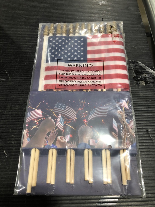 Photo 2 of 12 Pcs Small American Flags on Stick,4th of July Outdoor Decor Small US Flags Mini American 4''x6'' Flag, Fourth of July American Flags for Outside,Mini Flags for Outside Patriotic Holiday Yard Patio