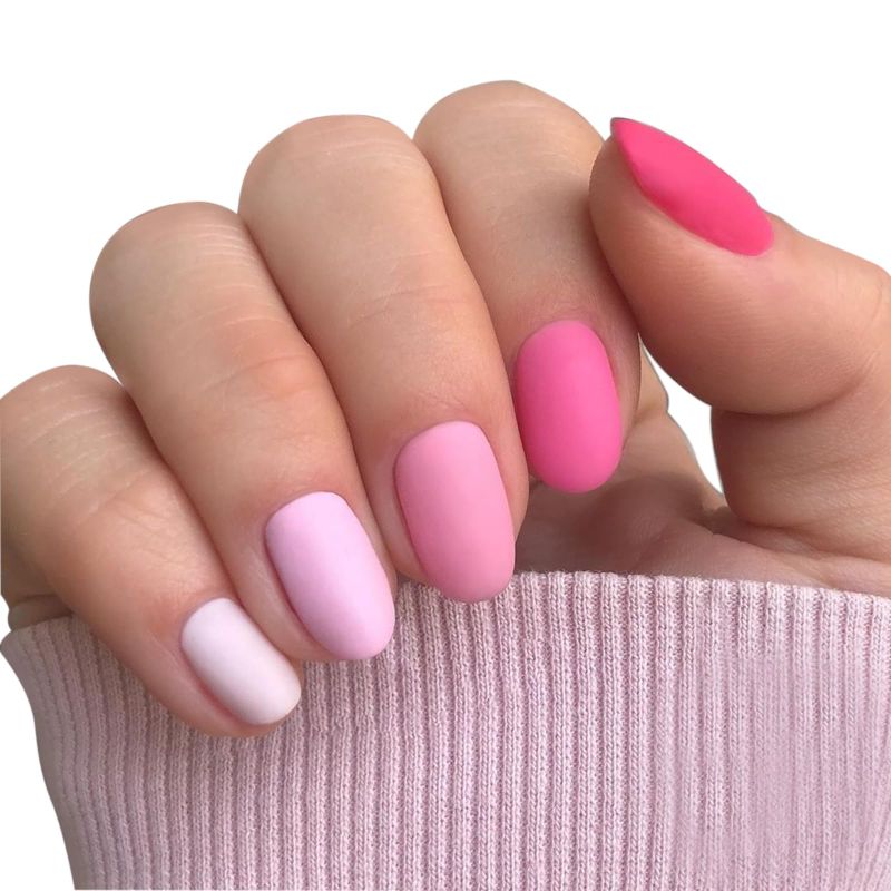 Photo 1 of 3 PK Modelones Press on Nails, Short Almond Nails, Pink Reusable Nail Kit with Nail Glue Adhesive Tabs Mini Nail File, 24 Fake Nails 12 Sizes, Glue on Nails DIY Home Salon Nails Gift D1-Gradient Colors