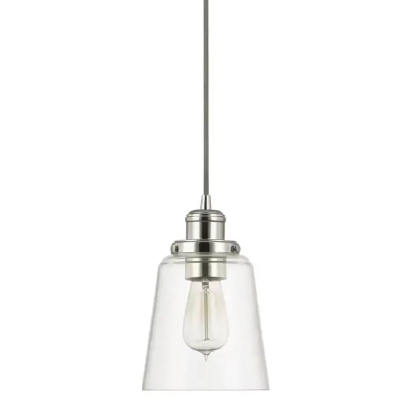 Photo 1 of Melton 1-Light Polished Nickel Pendant with Clear Glass Shade Polished Nickel
