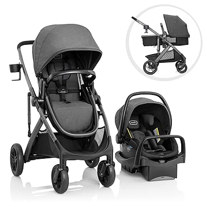 Photo 1 of Evenflo Pivot Suite Travel System with LiteMax Infant Car Seat with Anti-Rebound Bar Dunloe Black
