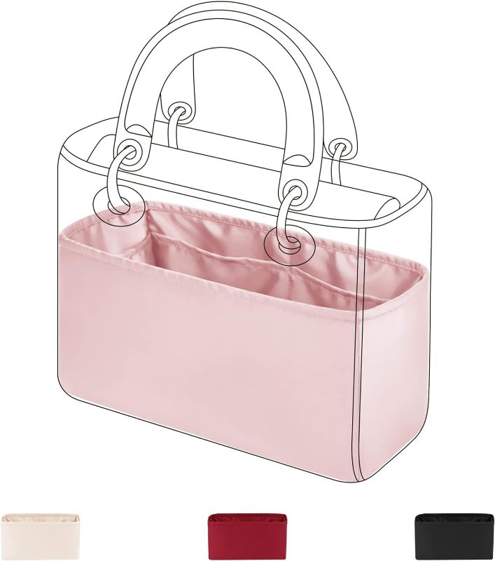 Photo 1 of DGAZ Silk Purse Organizer Insert For Lady-Dior Micro/Mini/S/M/L bags?Silky Smooth Bag Organizer?Luxury Handbag & Tote Shaper?Pink?M?
