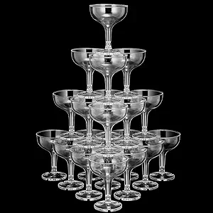 Photo 1 of 150 Pcs Champagne Glasses 5 oz Unbreakable Plastic Martini Glasses Disposable Wine Cups Stackable Stemmed Champagne Coupe Shatterproof Party Stem Cups for Wedding Birthday Bar Margarita (Clear) Clear 150