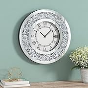 Photo 1 of Crystal Diamond Clock- 12"x12" Round Crystal Sparkle Twinkle Bling Mirror Clock for Wall Decoration Bedroom, Hallway, Dining Room and Living Room
