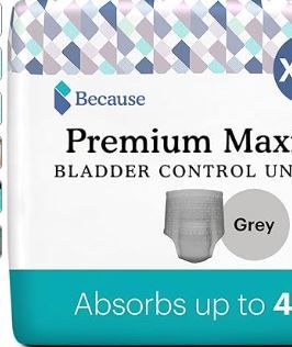 Photo 1 of Because Premium Maximum Plus Pull Up Underwear for Men - Absorbent Bladder Protection with a Sleek, Invisible Fit - Grey, XX-Large - Absorbs 4 Cups - Count 2X-Large (Pack of 10