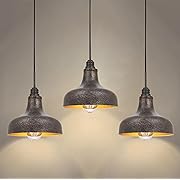 Photo 1 of Farmhouse Pendant Lights, Industrial Hanging Light Fixtures,Rustic Vintage Adjustable Height Dome Lamp for Kitchen Island Barn Dining Room 3 Pack
