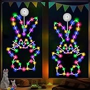 Photo 1 of [Large Size & Colorful 60LED]2 Pack 16 Inch Easter Bunny Window Lights Easter Decorations Battery Operated Colorful Bunny Silhouette Window Lights with Suction Cup for Easter Decor Home Indoor Outdoor