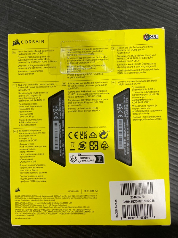 Photo 3 of CORSAIR VENGEANCE RGB DDR5 RAM 48GB (2x24GB) 7000MHz CL36 Intel XMP iCUE Compatible Computer Memory - Black (CMH48GX5M2B7000C36)