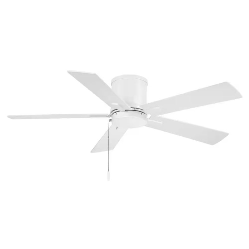 Photo 1 of Hampton Bay Grantway 48 in. Indoor/Covered Outdoor Matte White Flush Mount Ceiling Fan with Pull Chain Included