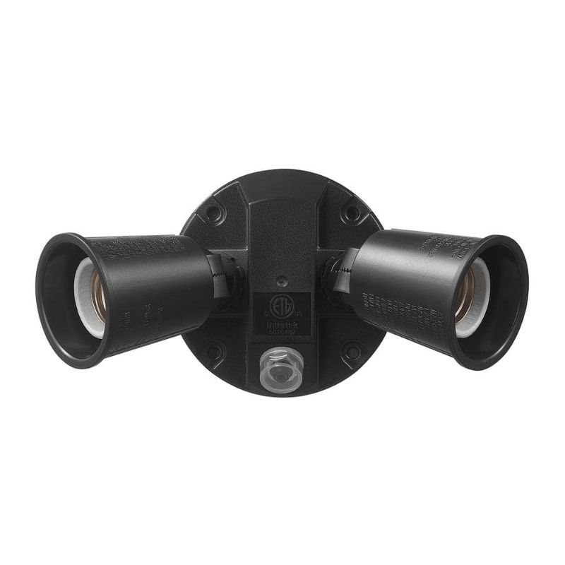 Photo 1 of Defiant PAR Black Dusk-to-Dawn Activated Wired Outdoor 2-Head Security Flood Light