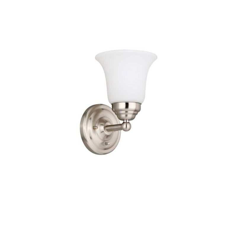 Photo 1 of Hampton Bay Ashurst 1-Light Brushed Nickel Wall Sconce with Switch