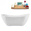 Photo 1 of 71 in. x 32 in. Acrylic Freestanding Soaking Bathtub in Glossy White With Matte Black Drain
