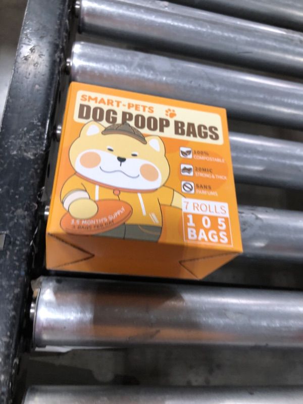 Photo 1 of 100% Certified Home Compostable Dog Poop Bags - EN 13432 Compliant Dog Waste Bags -105 Bags- 7 x Rolls of Plant Based Compostable Poop Bags -Includes A Dispenser-Thick Doggie Poop Bags?Orange?