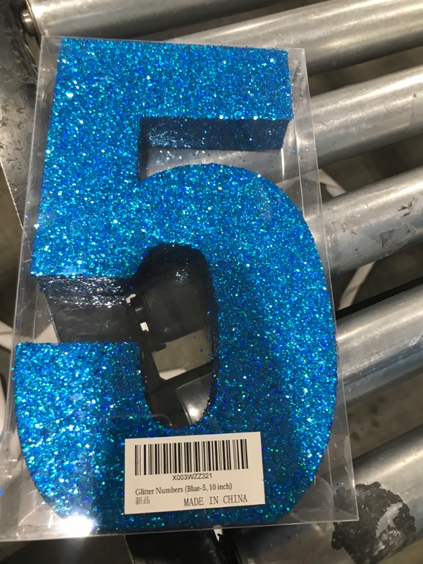 Photo 2 of 10 Inch Blue Glitter Number 5, Birthday Decorations for Men and Boys,Number Centerpieces for Table Decorations,Anniversary Decorations Table Toppers 5-10 inch