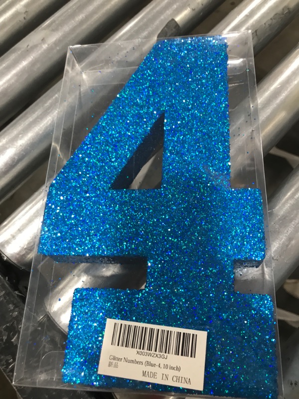 Photo 2 of 10 Inch Blue Glitter Number 4, Birthday Decorations for Men and Boys,Number Centerpieces for Table Decorations,Anniversary Decorations Table Toppers 4-10 inch