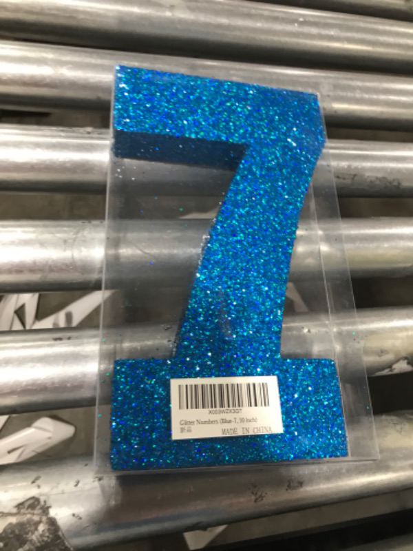 Photo 1 of 10 Inch Blue Glitter Number 7, Birthday Decorations for Men and Boys,Number Centerpieces for Table Decorations,Anniversary Decorations Table Toppers 7-10 inch