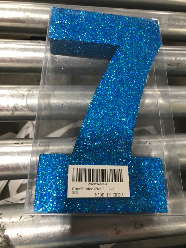 Photo 2 of 10 Inch Blue Glitter Number 7, Birthday Decorations for Men and Boys,Number Centerpieces for Table Decorations,Anniversary Decorations Table Toppers 7-10 inch