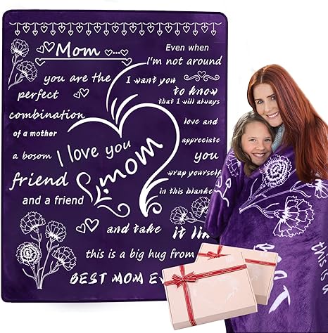 Photo 1 of Gifts for Mom from Daughter Son, I Love You Mom Blanket Birthday Gifts for Mothers Soft Cozy Warmer Fuzzy Bed Throw Blanket 50"x65"
