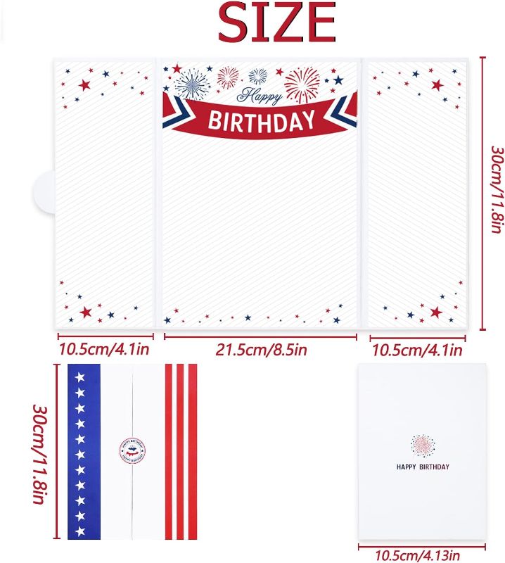 Photo 1 of Vlipoeasn Patriotic Happy Birthday Guest Book Alternative Signature Certificate, Red White and Blue Birthday Party Decorations for 10, 13, 16, 21, 30, 40, 50, Happy Birthday Gift for Boy, Girl, Women

