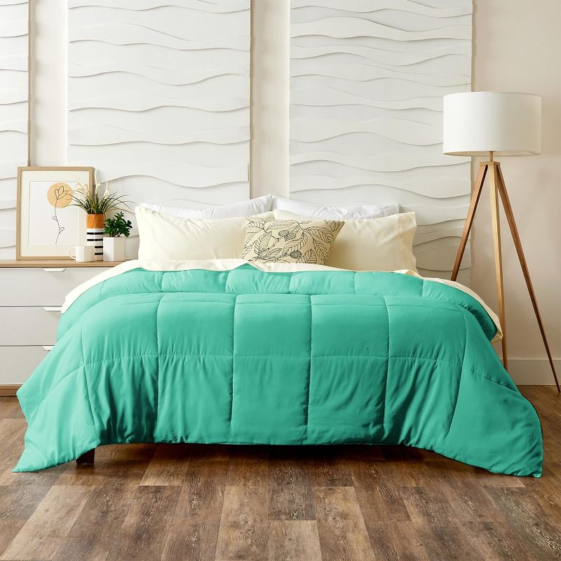 Photo 1 of Cosy House Collection Luxury Down Alternative Comforter - Rayon Derived from Bamboo - Bedroom Essentials - All Season Use - Box Stitch Construction & Duvet Loops (Twin/Twin XL Turquoise)
