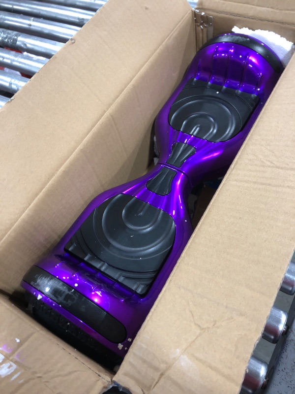 Photo 1 of Hoverstar Flash Wheel Hover Board 6.5 in. Bluetooth Speaker with LED Light Self Balancing Wheel Electric Scooter Chrome Purple
