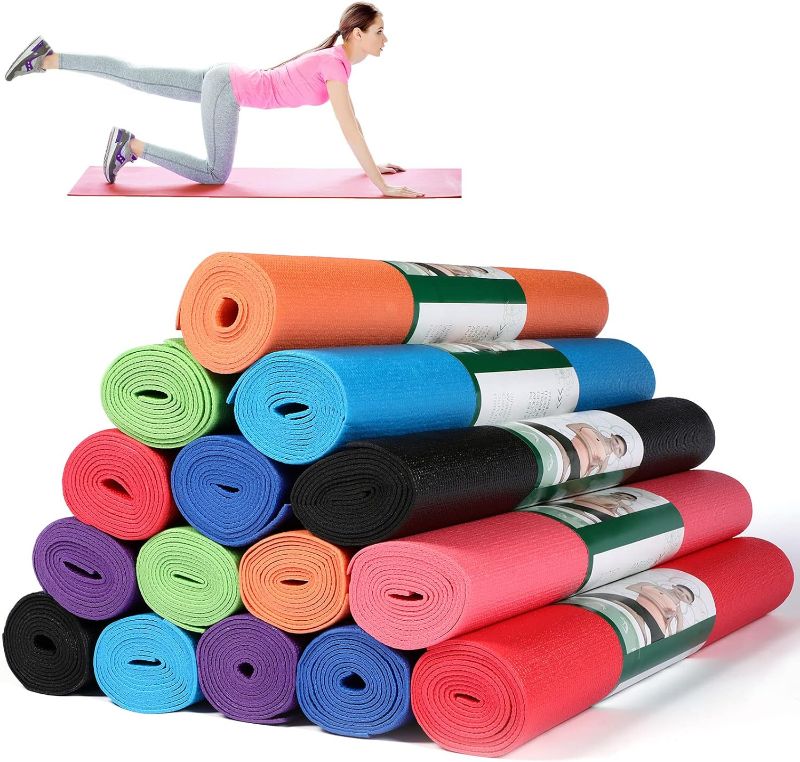 Photo 1 of Timgle 16 Pcs Yoga Mats Bulk Exercise Mats Non Slip Fitness Workout Mats for Women Men Kids Home Outdoor Gym Pilates Stretching Floor Exercising, 8 Colors, 68 x 24 x 0.12 Inches
