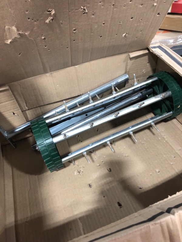 Photo 1 of MAHOOMMAKH Lawn Aerator- Rolling Lawn Aerator, 18-Inch Aerator Lawn Tool- Heavy Duty Rolling Lawn Aerator for Garden, Yard, Lawn Aeration