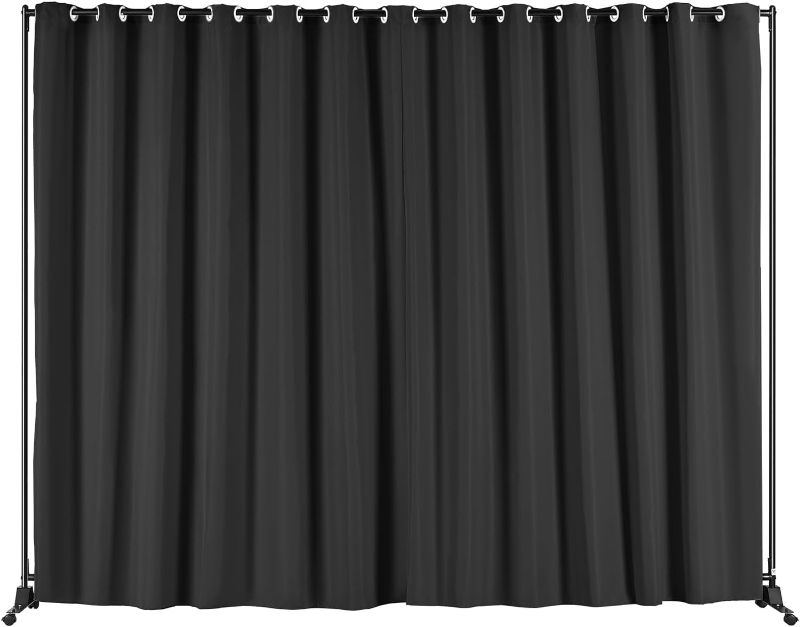 Photo 1 of VEVOR Room Divider, 8 ft x 10 ft Portable Panel Room Divider with Wheels Curtain Divider Stand, Room Divider Privacy Screen for Office, Bedroom, Dining Room, Study, Black
