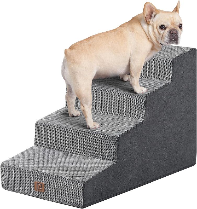 Photo 1 of EHEYCIGA Dog Stairs for Small Dog 19.7”H, 4-Step Slope Dog Stairs for High Beds and Couch, Pet Steps with Non-Slip Bottom, Low Ramp and Larger Step Area
