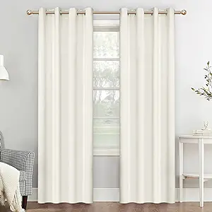 Photo 1 of Ivory Velvet Curtains 108 inches Long Grommet Soft Velvet Curtains for Bedroom Cream Light Blocking Thermal Insulation Drapes Set of 2 Panels 52”x 108”