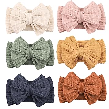 Photo 1 of Niceye Handmade Baby Headbands Soft Stretchy Nylon Hair Bands with Bows for Newborn Infant Baby Toddler Girls- Pack of 6