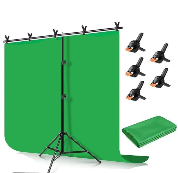 Photo 1 of Green Screen Backdrop with Stand kit,YELANGU 6.5X5ft Portable Photographic Studio Photo Background for Streaming, ID Photos, Video conferences and interviews