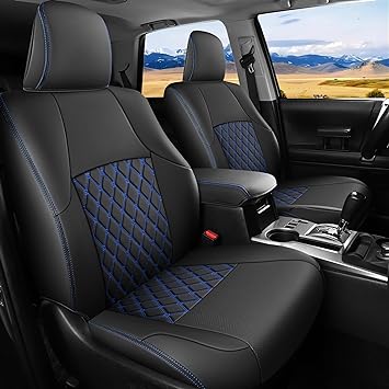 Photo 1 of Huidasource Toyota 4Runner Seat Covers, Waterproof Faux Leather Seat Protector, Full Coverage Seat Cushion Cover Custom Fit for 2011-2024 Toyota 4Runner(2-Row,5 Seats Model ONLY, Full Set/Black&Blue)
