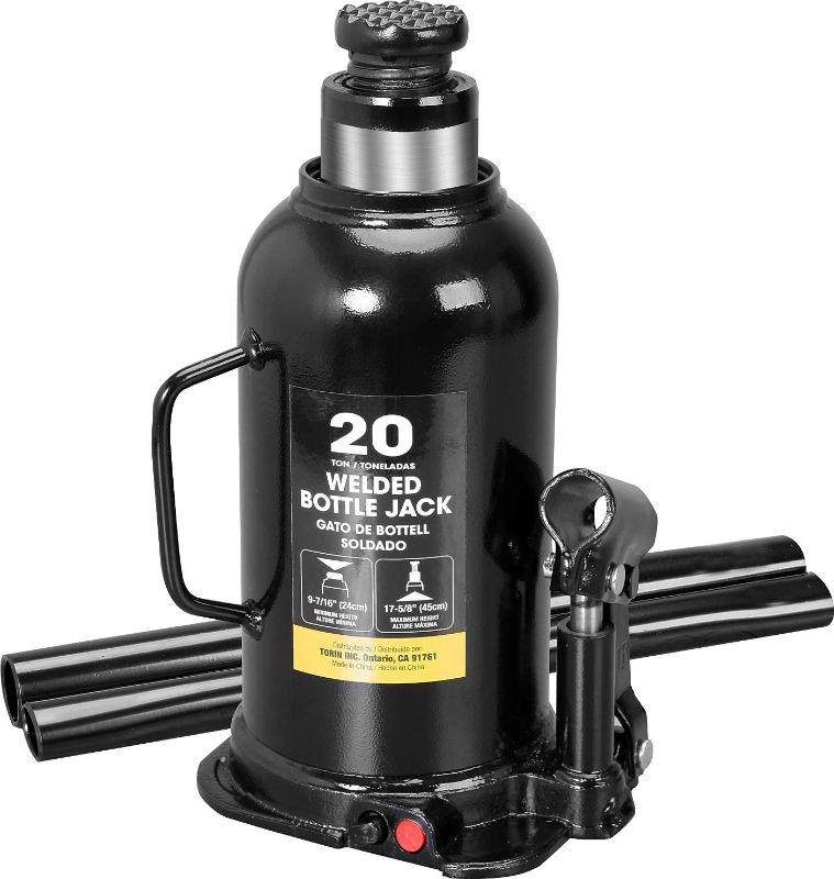 Photo 1 of Torin 20 Ton (40,000 LBs) Capacity Hydraulic Welded Heavy Duty Bottle Jack, AT92003BB , Black
