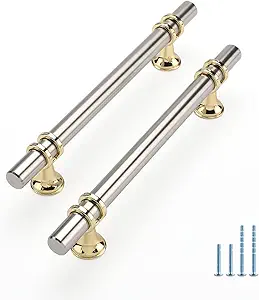 Photo 1 of Rergy 10 Pack Brushed Nickel Cabinet Pulls Kitchen Cabinet Handles - Cabinet Pulls Brushed Nickel&Gold Kitchen Pulls for Cabinet Zinc Aolly Hardware Pulls 5inch(128mm) Hole Center to Center